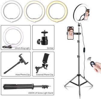 10Inch/26Cm Led Selfie Ring Licht Met Statief Dimbare Ring Lamp Fotografie Met Telefoon Holderfor Make-Up Professionele ring Licht SH-HXD-10-36