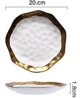 10Inch Goud Inlay Servies Collectie Keramische Diner Platen Met Gouden Rand Westerse Steak Platte Platen Wit En Zwart Servies