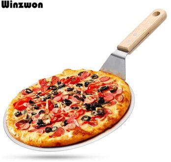 10Inch Rvs Pizza Schop Ronde Pizza Peel Grote Pizza Spatel Met Houten Handvat Voor Bakken Zelfgemaakte Pizza En brood