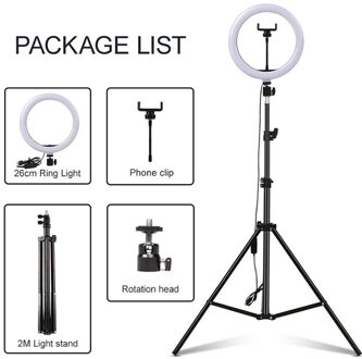 10Inch Selfie Ring Licht Fotografie Licht Led Velg Lamp Met Mobiele Telefoon Houder Grote Statief Ringlicht stijl A - 200cm