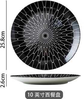 10Inches Westerse Stijl Ronde Keramische Plaat Spaghetti Steak Ontbijt Taart Vruchten Schotel Keuken Servies D 10inches