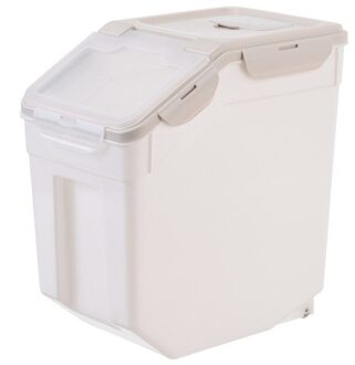 10Kg Grote Capaciteit Hond Feeders Verzegeld Voedsel Opslag Emmer Vochtwerende Pet Food Container Opslagtank Home Rijst Opbergdoos beige