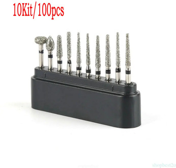 10Kit/100pcs Creamics/Composite Polishing Dental Diamond Burs Drill Kit High-Speed