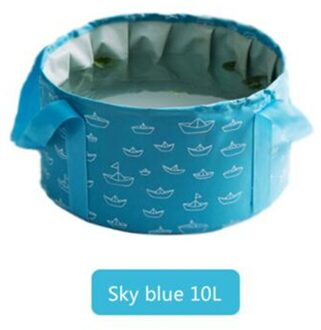 10L Effen Kleur Outdoor Opvouwbare Sink Draagbare Wastafel Emmer Vouwen Wastafel Camping Water Bag Travel Camping Tool Blauw