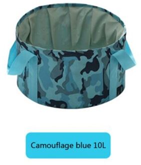 10L Effen Kleur Outdoor Opvouwbare Sink Draagbare Wastafel Emmer Vouwen Wastafel Camping Water Bag Travel Camping Tool camouflage blauw