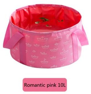 10L Effen Kleur Outdoor Opvouwbare Sink Draagbare Wastafel Emmer Vouwen Wastafel Camping Water Bag Travel Camping Tool Roze