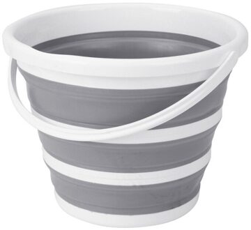 10L Emmers Portable Folding Opvouwbare Emmer Wastafel Reizen Siliconen Voetenbad Vat Voor Vissen Camping Auto Wassen licht grijs