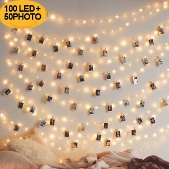 10M 100LED Licht String voor Foto Clip Decor Fairy String Lights Keten Batterij Kerst Koperdraad Lamp Creatieve Decors #15