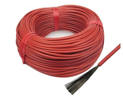 10M 12K 33ohm/M Buitendiameter 3Mm Siliconen Rubber Geïsoleerde Carbon Fiber Verwarming Kabel Warme Vloer kabel