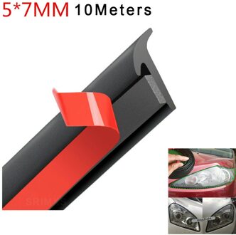 10M Decoratie Trim Rubber Afdichting Geneigd T-Vormige Weerbestendig Rand Voor Achter Bumper & Lip Koplamp Side Rok spatbord