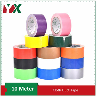10mm 15mm 20mm Waterproof Sticky Adhesive Cloth Duct Tape 2Rolls Craft Repair Red Black Blue Brown Green Silvery 13 Colors 10M