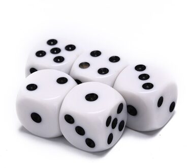 10Mm/16Mm Drinken Dobbelstenen Acryl Wit Ronde Hoek Hexahedron Dobbelstenen Club Party Tafel Spelen Games Rpg Dobbelstenen set 5 Stks/partij
