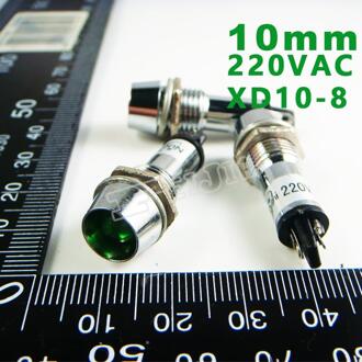 10mm 220VAC Groen Signaal led Lndicator lichten Green Pilot lamp F10 XD10-8-220V 10 stks/partij