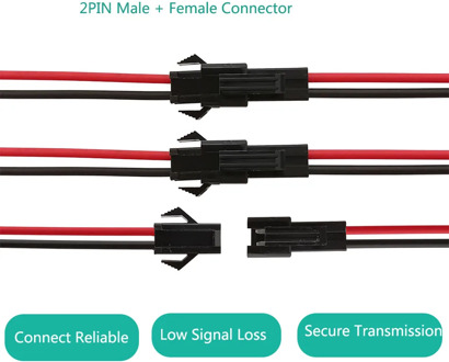 10Pairs 10cm Long JST SM 2Pins Plug Male to Female Wire Connector Pigtail Cable Plug Socket LED Strips Lamp Driver Adapter