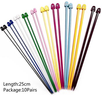 10Pairs 25Cm Breinaalden Garen Weven Gereedschappen Met Hoofd Kralen Antislip Naald Wol Naald Enkele Wees stok Naaien Gereedschap 10Pairs kleur 25cm