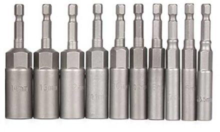 10Pc 1/4 Inch Wrench Hex Bit Socket Set Diepe Lange 1/2 Inch Klopboormachine Socket Adapter Boren