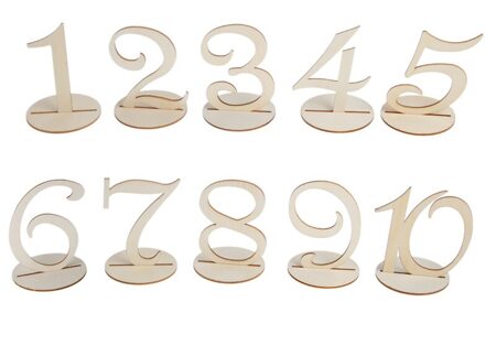 10Pc 11-20 Houten Tafel Nummers Set Met Base Verjaardag Bruiloft Party Decor 1-10
