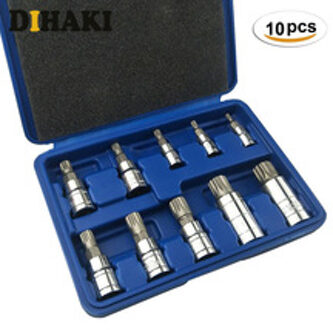 10Pc 12 Punt Bloem Bit Spline Bit Socket Set Met Tool Case Tamper-Proof Wielmoeren Xzn Drive bits Sockets Voor Reparaties Auto