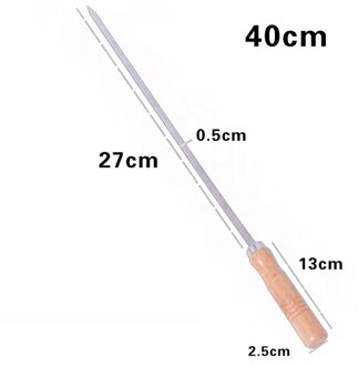 10Pc 40Cm Platte Kebab Spies Rvs Bbq Roosteren Naald Barbecue Vlees Grill Vork Outdoor Cooking Tool Bakken accessoires