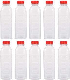 10Pc 500Ml Wegwerp Drank Fles Sap Fles Plastic Drinkfles Lege Sap Transparante Flessen Met Schaal Voor Thuis