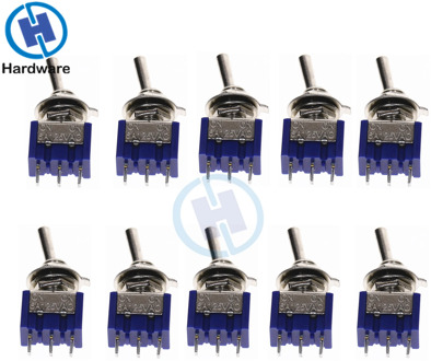 10PC/5PC Miniature Toggle Switch Single Pole Double Throw SPDT (MTS102) ON-ON 120VAC 6A 1/4 Inch Mounting MTS-102