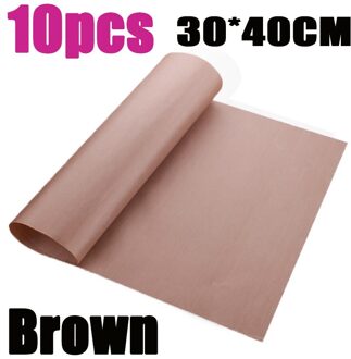 10Pc 60*40/30*40Cm Glasvezel Doek Anti-Olie Linoleum Hoge Temperatuur Anti-aanbak Dikke Bbq Oven bakken Doek Mat Hergebruik Olie Papier bruin 30x40cm