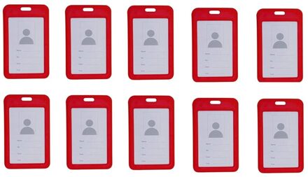 10Pc Id Houder Met Neck Lanyard Strap Id Badge Holder Helder Waterdichte Id Kaarthouder Met 1 Credit Card slot rood