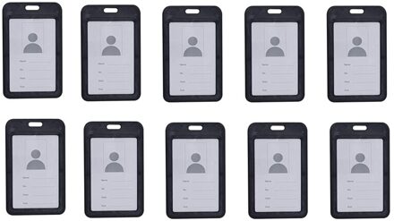 10Pc Id Houder Met Neck Lanyard Strap Id Badge Holder Helder Waterdichte Id Kaarthouder Met 1 Credit Card slot zwart