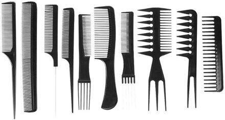 10Pc Kappers Kam Voor Kapsel Antistatische Hairstyling Kam Carbon Fibre Kam Set Voor Salon Zwarte Kleur