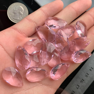 10Pc Pink Teardrop Glass Crystal 20MM Chandelier Part Lamp Prism Suncatcher DIY Pendant Eye Tear Faceted