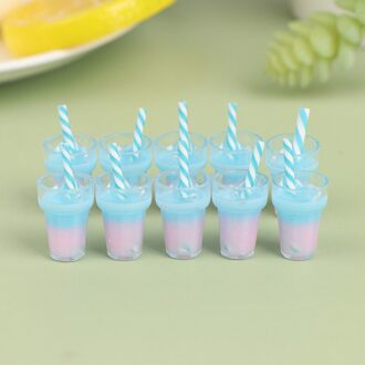 10Pcs 1:12 Poppenhuis Mini Drinken Beker Melk Thee Sap Drink Cup Pop Keuken Speelgoed blauw