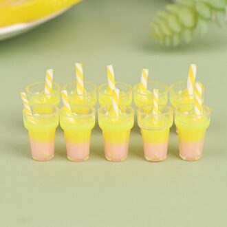 10Pcs 1:12 Poppenhuis Mini Drinken Beker Melk Thee Sap Drink Cup Pop Keuken Speelgoed geel