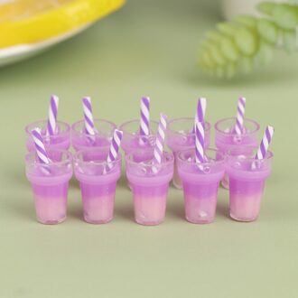 10Pcs 1:12 Poppenhuis Mini Drinken Beker Melk Thee Sap Drink Cup Pop Keuken Speelgoed paars