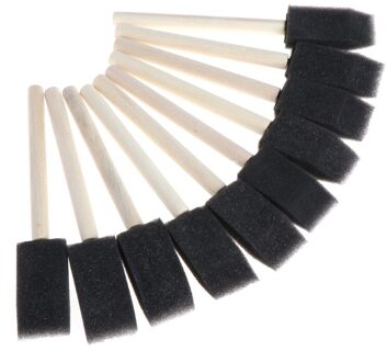 10Pcs 1 2 3 4 Inch Foam Kwast Houten Handvat Aquarel Olie Vlek Art Craft Spons Schilderij Tekening voor Kids