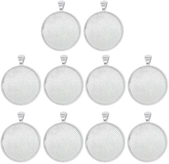 10Pcs 1.2 Inch Ronde Ketting Hanger Instelling Cabochon Cameo Base Tray Afdekplaatje Fit Resin Cabochons Sieraden Maken Bevindingen