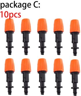 10Pcs 1/4 "Tuin Irrigatie Opknoping Fog Sprinkler Nozzle Tee 4/7 Slang Verneveling Mist Water Sproeier Kits Voor Tuin greenhouseR1 package C