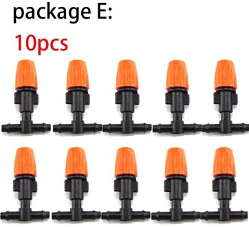 10Pcs 1/4 "Tuin Irrigatie Opknoping Fog Sprinkler Nozzle Tee 4/7 Slang Verneveling Mist Water Sproeier Kits Voor Tuin greenhouseR1 package E