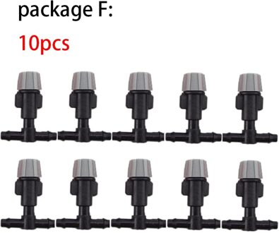 10Pcs 1/4 "Tuin Irrigatie Opknoping Fog Sprinkler Nozzle Tee 4/7 Slang Verneveling Mist Water Sproeier Kits Voor Tuin greenhouseR1 package F