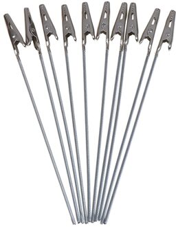 10Pcs 1.5*15cm Lengte Niet geïsoleerde Elektrische Test Krokodil Klem Metalen Alligator Clips Silver Tone Voor elektrische Testen Werken