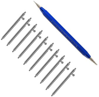 10pcs 1.5mm Diameter 18mm 20mm 22mm Quick Release Horloge Spring Bars Watch Band Strap Link pins met Remover Repail Tool Blauw