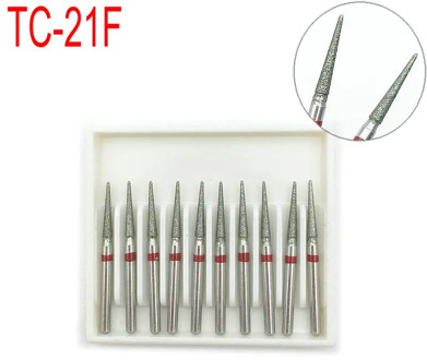 10pcs 1.6mm Dental High Speed Burs for High Speed Handpiece TurbineDiamond Polishing Tooth Preparation bur TC-21F