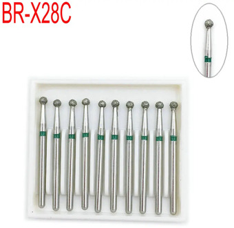 10pcs 1.6mm Dental High Speed Burs High Speed Handpiece Turbine Diamond Burs Polishing Drill BR-X28C