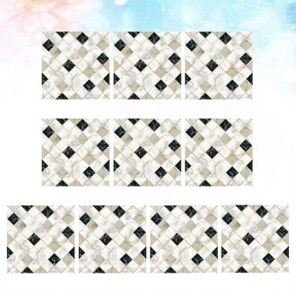 10Pcs/1 Set Geometrische Patroon Tegel Stickers Waterdicht Zelfklevende Decoratieve Muur Stickers Tegel Stickers Voor Thuis (15X15Cm) geassorteerd kleur