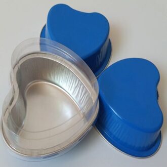 10Pcs 100Ml Hartvormige Verdikte Tinfoil Gebak Mousse Pudding Cup blauw