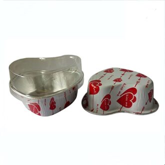 10Pcs 100Ml Hartvormige Verdikte Tinfoil Gebak Mousse Pudding Cup hart vormig