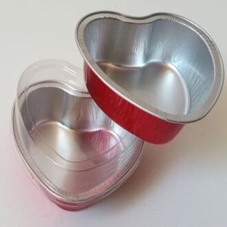 10Pcs 100Ml Hartvormige Verdikte Tinfoil Gebak Mousse Pudding Cup rood