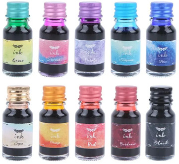 10Pcs 10ml Colorful Fountain Pen Ink Refilling Inks Stationery School Supplies Carbon Office School Supplies Freeship Dropship