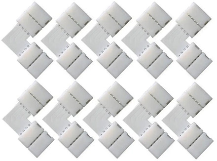 10Pcs 10mm 4 Pin L Shape Connector RGB LED Strip 90 Degree Corner Connectors for 5050 2835/3528 RGB LED Strip Light