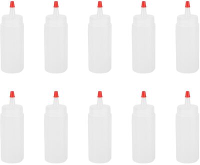10Pcs 120Ml Squeeze Squirt Kruiderij Flessen Met Op Cap Deksels Dispensers Voor Ketchup Mosterd Sauzen Olijfolie wit
