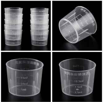 10Pcs 15Ml Clear Plastic Maatbeker Afgestudeerd Maatregel Beker Meten Geneeskunde Cups Voor Lab C5AE